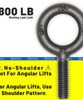 Set Of 10 No-Shoulder Lifting Eye Bolts, 7/16-14 By 1-3/8 Inch, Vertical Pull Only, Industrial Grade Carbon Steel 1035