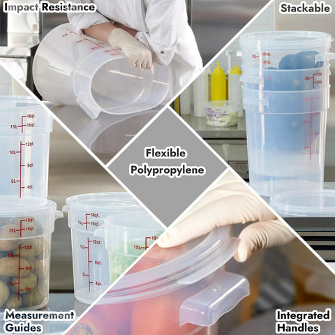 2 Quart Translucent Round Food Storage Containers With Lids Pack Of 4 Nonstick BPA Free NSF Listed Commercial Grade Polypropylene