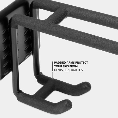 Heavy Duty Ski Wall Rack For Home And Garage Storage Holds Four Pairs Of Skis With Poles Or Any Snowboards Pro Adjustable Rubber Coated Hooks Badass Winter Sports Organizer