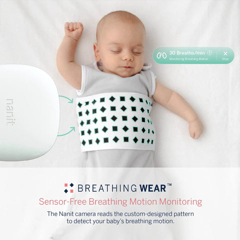 Sleeping baby wearing Breathing Wear Sleeping Bag For Baby, Size Small 3 To 6 Months, Pebble Grey, Sensor Free Breathing Motion Monitoring