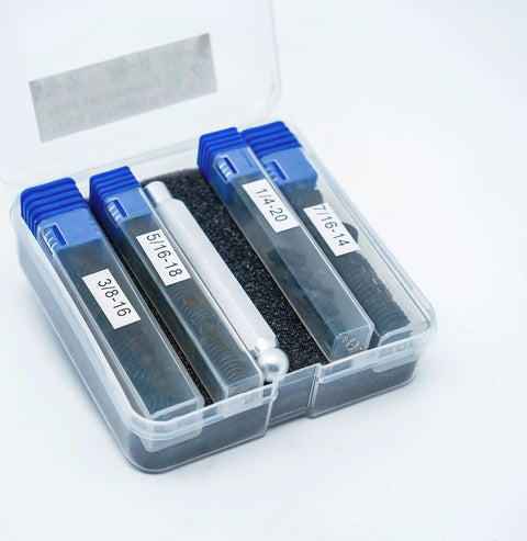 Transfer Screw Set With Solid Handle And Plastic Box, 25 Pieces Covering 1/4-20, 5/16-18, 3/8-16, And 7/16-14 Screws