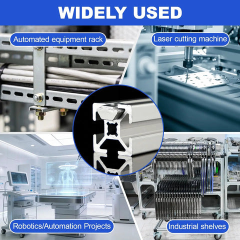 Image showcasing M4 Sliding T Slot Nuts 200 Pack For 2020 Aluminum Extrusion Profiles in use with automated machinery.