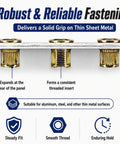 Mandrel Replacement Kit For M3 To M12 Rivet Nuts With Seven Mandrels And Seventy Press-In Nuts, Ideal For Thin-Walled Sheet Metal, Aluminum Tubing, And Plastic Fastening, Delivers Precise Permanent Threads on thin sheet metal