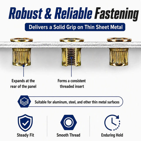 Mandrel Replacement Kit For M3 To M12 Rivet Nuts With Seven Mandrels And Seventy Press-In Nuts, Ideal For Thin-Walled Sheet Metal, Aluminum Tubing, And Plastic Fastening, Delivers Precise Permanent Threads on thin sheet metal