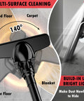 Rugged Cordless Vacuum Cleaner With Five In One Setup And Hella Mighty 500 Watt Brushless Motor Pulling Savage 100AW Suction for multi-surface cleaning.