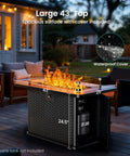 43 Inch Rectangular Propane Fire Pit Table With 60,000 BTU Heat For Backyard Hangouts, premium gas fireplace glowing