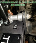 Heavy Duty Car Battery Terminal Connectors Swap Top Post To Side Post In Minutes With Positive And Negative Lead Cables Built Tough For Cars Trucks RVs And Boats No Hassle Plug And Play Ready close-up view of battery terminal connection.