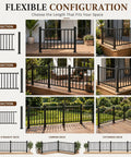 Flexible configurations of Hella Tough Deck Railing Kit With Reinforced Posts For Patios And Stairs in various lengths.