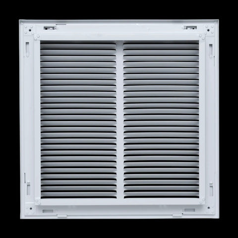 Fits 18 By 18 Duct Opening Steel Return Air Grille With Removable Door For One Inch Filters White Vent Cover with louvered design.