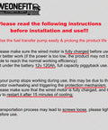 Instructions for use and installation of Heavy Duty 20 GPM 12 Volt Fuel Transfer Pump With 50 Amp Auto Fuse, ensuring proper operation.