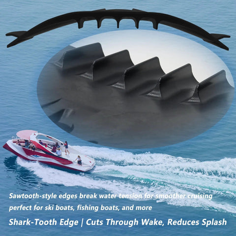 Sawtooth-edge Hydrofoil Stabilizer for Boats, enhancing smoother ride and speed with dual wing design and universal fit for 40-300HP.