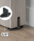 Helmsman 8 Ft Heavy Duty Wood Sliding Barn Door Hardware Kit showing floor guide close-up for double doors installation.