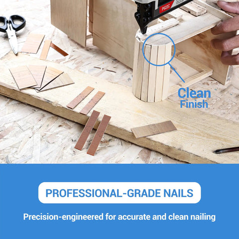 Twenty Three Gauge One Inch Galvanized Pin Nails For Nail Guns Boasting Micro Headless Pins used for clean woodworking joints.
