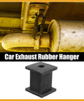 Solid Universal 10mm ID Muffler Hanger Bushing Rubber Mount Bracket Fits Tail Pipe Support Kit With 2 Heavy Duty Isolation Parts For Your Ride installed on car exhaust tailpipe, black rubber, 4.2x3.5x3.5cm