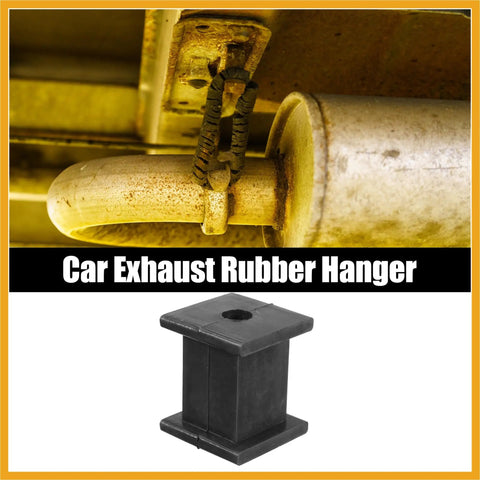 Solid Universal 10mm ID Muffler Hanger Bushing Rubber Mount Bracket Fits Tail Pipe Support Kit With 2 Heavy Duty Isolation Parts For Your Ride installed on car exhaust tailpipe, black rubber, 4.2x3.5x3.5cm