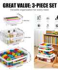 3 Pack Legit Hard Shell Zipper Cases Featuring Crystal Clear Visibility Deep Bottom Layout And Totally Waterproof Build For Dope Storage Solutions And Straight Up Quick Access with organized toys and toiletries.