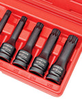 Heavy Duty CrMo Impact Socket Set With 8 Piece XZN Triple Square Bits For European Vehicles, 12 Point, M5 to M16 in red case