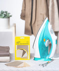Premium Quality Fabric Iron On Patches Kit With Ultra Strong Glue, 12 Patches In Shades Of Brown Beige And Khaki, with iron