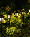 12 Pack Solar Path Lights Outdoor Walkway Garden Landscape Driveway Waterproof Warm White Solar Powered Lights Auto On At Night
