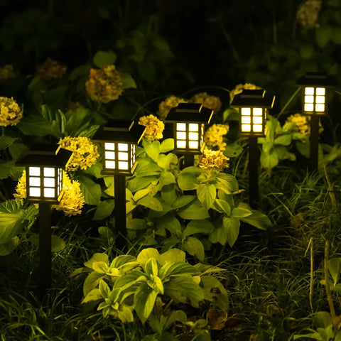 12 Pack Solar Path Lights Outdoor Walkway Garden Landscape Driveway Waterproof Warm White Solar Powered Lights Auto On At Night