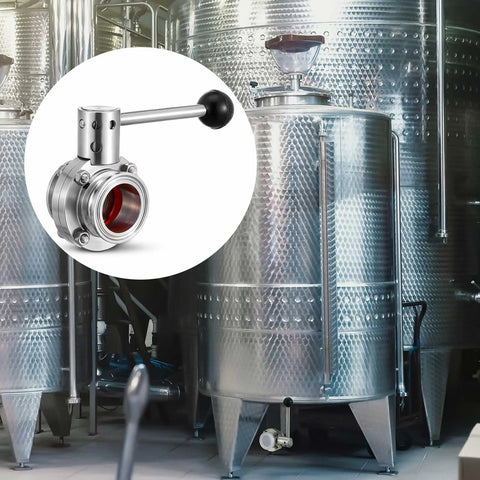2-pack Otoolling sanitary butterfly valves with pull handles, 304 stainless steel, 1.5in tube OD, three-clamp Clover.