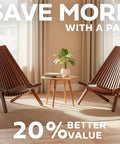 2 Pack Folding Acacia Wood Chair Set For Patio And Outdoors, low profile lounge seats next to a round table indoors