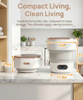 Kick Laundry Day To The Curb With This Portable Folding Mini Washer Offering Straight Up Fresh Results In A Sixteen Liter Drum built for underwear socks and travel friendly laundry on a kitchen countertop.