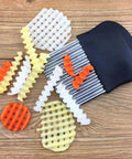 Potato masher with stainless steel rods and colorful crinkle-cut blades; Amazon kitchen tool set