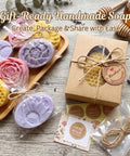 DIY Soap Making Kit With 3 Silicone Molds 50 Clear Bags 50 Tags 20 Gift Boxes 24 Stickers 65 Ft Jute Twine And Wrapping Supplies For Beginners Party Favors And Creative Handmade Soap Gifts displayed
