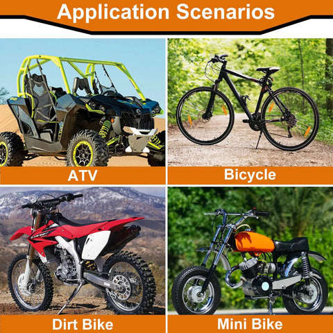 Application scenarios for Beefy Motorcycle Chain Breaker Tool For 420 428 520 525 528 530 Roller Chains on ATV, bicycle, dirt bike, mini bike.