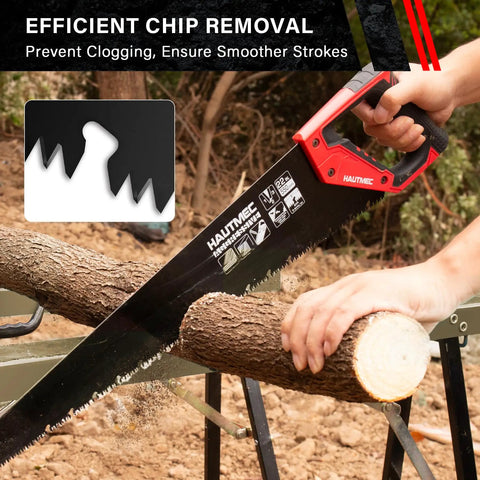 Aggressive 22 Inch Hand Saw With Chip Removal Design For Clean Cuts Heavy Duty Wood Saw With 9 TPI Triple Ground Teeth Rust Proof Low Friction Blade And Labor Saving Ergonomic Handle For Quick Effortless Cutting