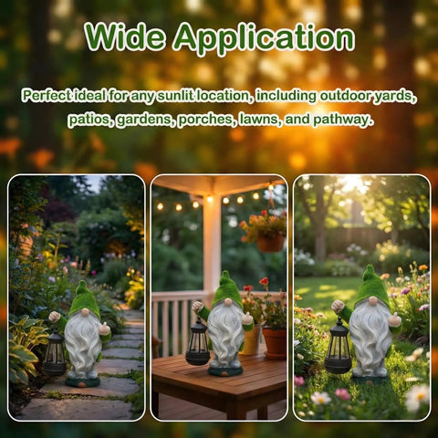 Angry Dude Gnome With Solar Lights, Large Funny Garden Statue for Outdoors, on path, patio, and garden scene, white flocked figurine
