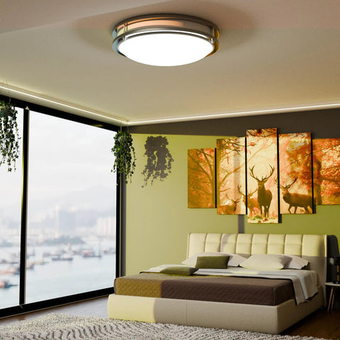 10 Inch Double Ring Dimmable LED Flush Mount Ceiling Light Easy Install 16W 1120 Lumens 2700K Warm White Brushed Nickel Finish