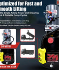 12V DC Single Acting Dump Trailer Hydraulic Pump With Steel Reservoir And Remote Controller, 6 Quart Capacity, power unit