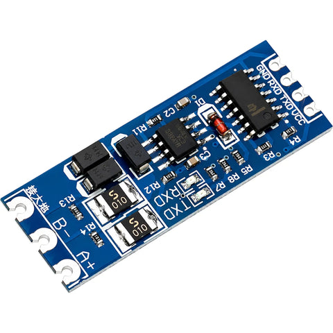 Close-up of a TTL To RS485 Converter Module With Hardware Auto Flow Control Dual Voltage 3V3 5V Bidirectional UART RS485 Adapter