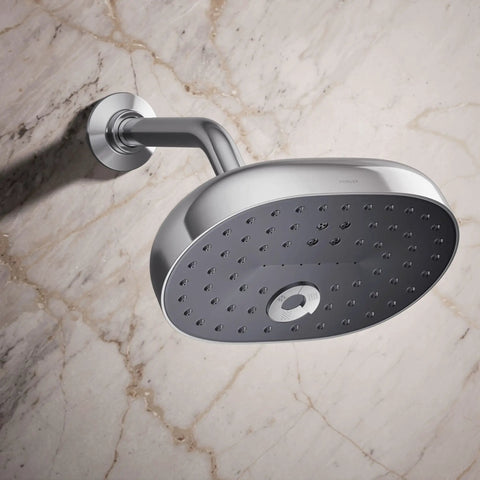 Statement Three Function Showerhead With Katalyst Air Induction For Big Drops And Power, 1.75 GPM Polished Chrome Side View