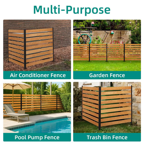 Wood Privacy Fence Screen 48 By 48 Inch Panels for outdoor yard privacy; multi-purpose enclosures for AC unit, garden, pool, and trash cans.