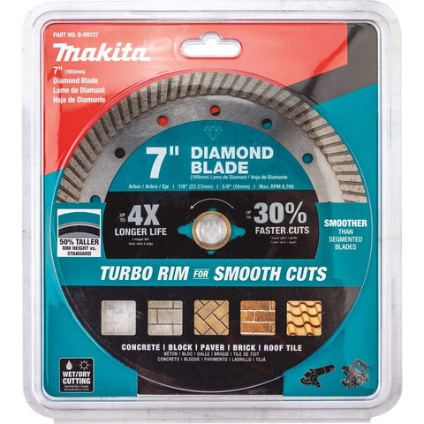 7 Inch Diamond Blade Turbo General Purpose For Cutting Concrete Block Brick Pavers And Roof Tiles With 50 Percent Taller Segments