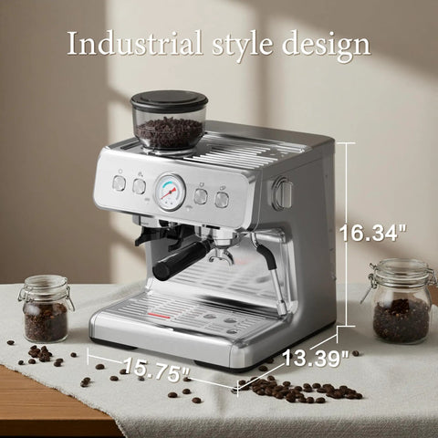 Automatic Espresso Machine With Grinder And 20 Bar Pressure Serves Up Straight Fire Lattes And Cappuccinos For Your Home Barista Gear with industrial design.
