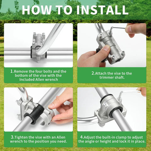 Installation steps for Ergonomic Back Saver Handle Extension For Weed Eaters And String Trimmers Fits Most Shaft Sizes 26mm Or 28mm
