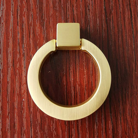 6 Pcs Brushed Brass Cabinet Ring Pulls Set In Zinc Alloy With Durable Single Hole Design Includes 22mm And 40mm Screws