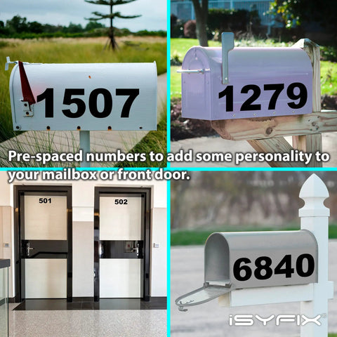 Mailboxes and doors with 6 Inch Self Adhesive Address Number Stickers Premium Die Cut Vinyl Pre Spaced For Mailboxes Doors Windows Cars Homes Indoor Or Outdoor Use Two Sets Included Make Your House Numbers Pop