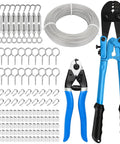 All In One Wire Rope Kit With One Eighth Inch Stainless Steel Cable And One Hundred Feet Long, Crimping Tool And Cutter
