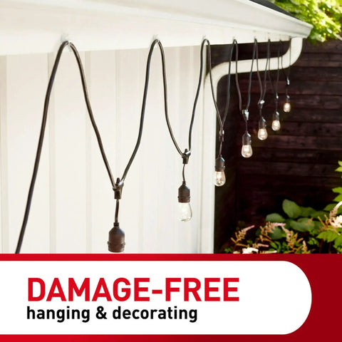 Clear Outdoor Light Clips 4 Pack With 64 Clips And 80 Adhesive Strips For Damage Free Hanging Of String Lights And Cables