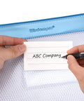 Close-up of a Four Pack Durable Letter Size Waterproof Mesh File Bags For Documents And Everyday Carry Zipper Pouch Organizers In Blue