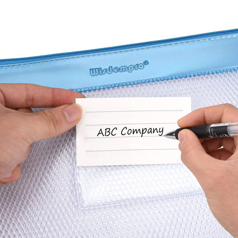 Close-up of a Four Pack Durable Letter Size Waterproof Mesh File Bags For Documents And Everyday Carry Zipper Pouch Organizers In Blue