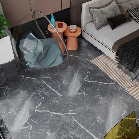 Grey Marble Peel And Stick Vinyl Floor Tiles 24 Pack Waterproof 12x12 Self Adhesive Floor Tiles for modern living room setup