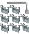 Heavy Duty Zinc Plated Steel Beam Clamp 1 Inch Jaw Opening Fits 1/2 Inch Threaded Rod 8 Pack Rust Resistant tough clamps with hex nuts