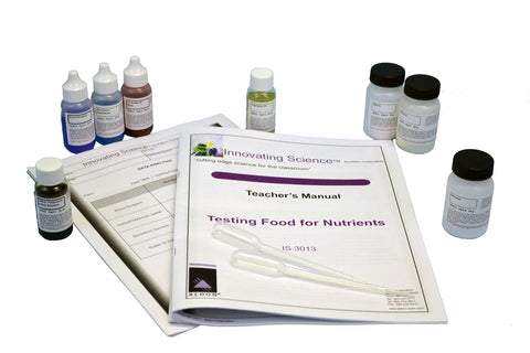 Hands On Food Nutrients Chemistry Lab Kit For Classrooms To Test Carbs Lipids And Proteins Using Benedicts Solution Biuret Reagent Iodine And Fat Soluble Dye For 15 Student Groups with manuals and reagents