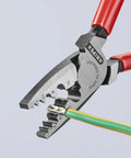 Workhorse Crimping Pliers for Cable Ferrules and Wire Terminals, DIN 46228 Compliant, 0.25-16 mm2 Range in use with ferrules